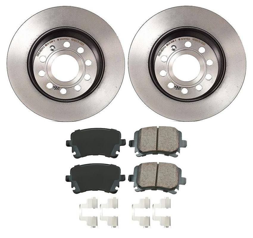 Audi VW Disc Brake Pad and Rotor Kit - Rear (282mm) (Ceramic) (EURO) 8E0698451J - Akebono Euro Ultra-Premium 4119643KIT